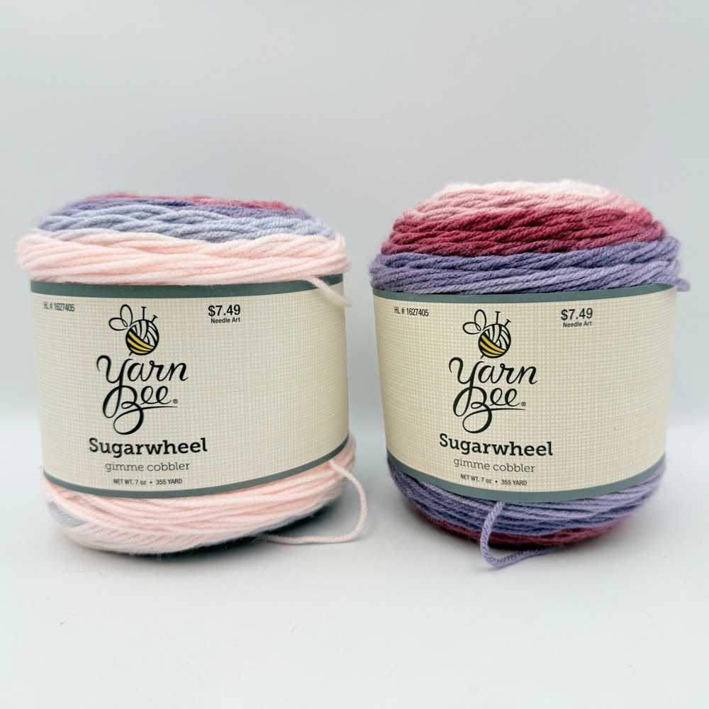 Lot of 2 Yarn Bee Sugarwheel Gimme Cobbler 64 Medium Acrylic Yarn 710 Yards